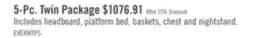 The Brick Everley Platform Bed 5pc Set with Panel Headboard, Chest & Nightstand, White - Twin Size offer