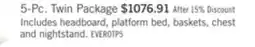 The Brick Everley Platform Bed 5pc Set with Panel Headboard, Chest & Nightstand, Two-Tone - Twin Size offer