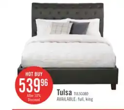 The Brick Tulsa Upholstered Platform Bed in Grey Vegan-Leather Fabric, Button Tufted - Queen Size offer