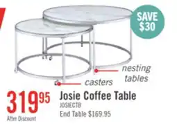 The Brick Josie 36 Glam Round Glass Top Nesting Coffee Tables - Grey Marble Look with Metal Legs offer