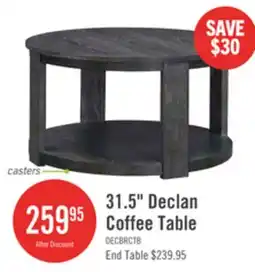 The Brick Declan 31.5 Modern Round Coffee Table with Shelf & Casters - Black offer