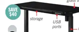 The Brick Metro 47.24 Height-Adjustable Office Desk with Storage and USB Ports - Black offer