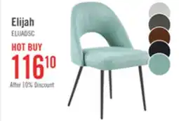 The Brick Elijah Dining Chair with Linen-Look Fabric, Metal - Aqua offer