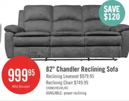 The Brick Chandler 82 Chenille Fabric Reclining Sofa - Grey offer