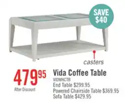 The Brick Vida 48 Solid Wood Coffee Table with Shelf and Casters - Sand offer