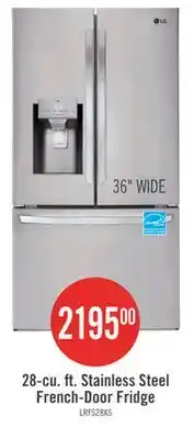 The Brick LG 36 28 Cu. Ft. French-Door Refrigerator - Smudge Proof Stainless Steel - LRFS28XBS offer