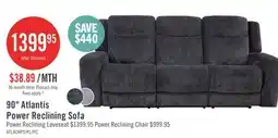 The Brick Atlantis 90 Fabric Zero Gravity Power Reclining Sofa - Dark Grey offer