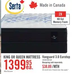 The Brick Serta iComfort Hybrid ProHD Vanguard 3.0 Eurotop King Mattress offer