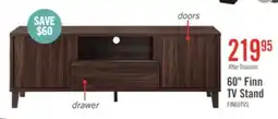 The Brick Finn 60 TV Stand with Storage and Cable Management for TVs up to 65- Dark Walnut offer