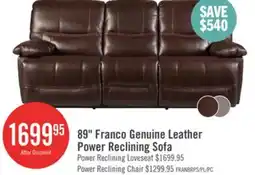 The Brick Franco 89 Genuine Leather Zero Gravity Power Reclining Sofa with USB Ports - Brown offer