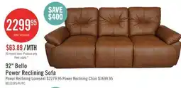 The Brick Bello 91.7 Leather-Look Fabric Power Reclining Sofa - Brown offer