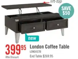 The Brick London 42 Industrial Coffee Table Grey Wood Finish and Silvery Metal Legs offer