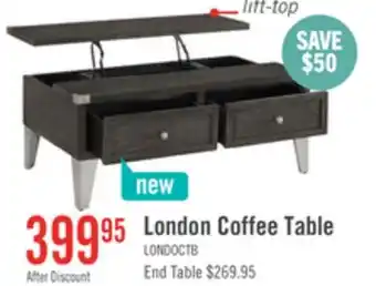 The Brick London 42 Industrial Coffee Table Grey Wood Finish and Silvery Metal Legs offer