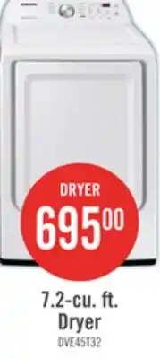 The Brick Samsung 7.2 Cu. Ft. Electric Dryer - White - DVE45T3200W/AC offer