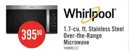 The Brick Whirlpool 1.7 Cu. Ft. Over-the-Range Microwave - Fingerprint Resistant Stainless Steel - YWMMS3130RZ offer