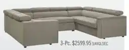 The Brick Savvy 3-Piece Linen-Look Fabric Sleeper Sectional with Adjustable Headrests - Grey offer