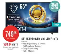 The Brick Hisense 65 QD7QFM Series Mini-LED QLED AI Fire TV (65QD7QFM) offer