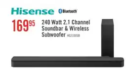 The Brick Hisense 2.1 CH Dolby Audio DTS Virtual:X Soundbar with Wireless 240W Subwoofer (HS2100) offer