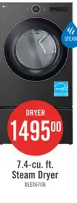 The Brick LG 7.4 Cu. Ft. Smart Electric Dryer with Steam - Black Steel - Stackable - DLEX6700B offer