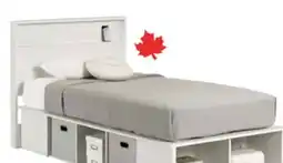 The Brick Everley Platform Bed Set with Panel Headboard, Built-in Storage & Baskets, White - Twin Size offer