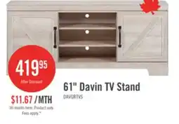 The Brick Davin 61 Rustic TV Stand with Storage and Cable Management for TVs up to 70- Whitewash offer