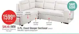 The Brick Coast 3-Piece Left-Facing Fabric Sleeper Sectional with Storage and Ottoman - Ivory White offer