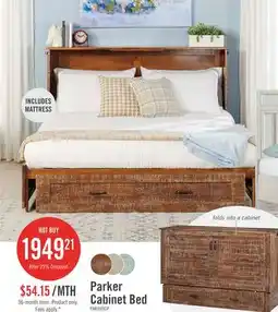 The Brick Parker Cabinet Bed with Memory Foam Mattress, Weathered Brown - Queen Size offer