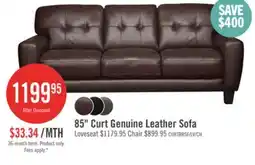 The Brick Curt 85 Genuine Leather Sofa with Button Tufting - Brown offer