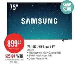 The Brick Samsung 75 U7900F Crystal UHD 4K Smart TV (UN75U7900FFXZC) offer