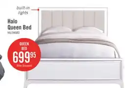 The Brick Halo Panel Bed with Headboard & Frame, LED, Glam, White - Queen Size offer