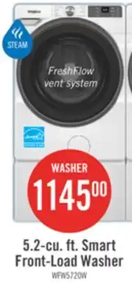 The Brick Whirlpool 5.2 Cu. Ft. Smart Front-Load Washer with FreshFlow Vent System - White - WFW5720RW offer
