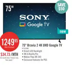 The Brick Sony 75 BRAVIA 2 4K Ultra HD LCD Google Smart TV offer