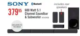 The Brick SONY 5.1 CH Dolby Digital Soundbar with Subwoofer and Wireless Rear Speakers (HTS40R) offer