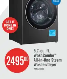 The Brick LG 5.7 Cu. Ft. Smart Front-Load High-Efficiency Steam All-in-One Laundry - Black Steel - WM6998HBA offer