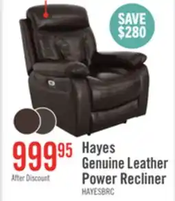 The Brick Hayes 38 Genuine Leather Power Reclining Chairs with Adjustable Headrest - Brown offer