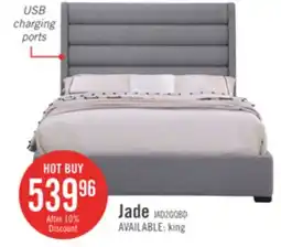 The Brick Jade Upholstered Platform Bed with USB Ports in Grey Fabric - Queen Size offer