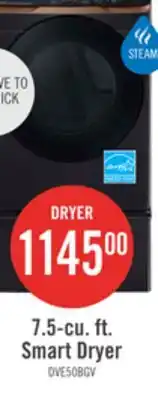 The Brick Samsung 7.5 Cu. Ft. Electric Dryer with Steam - Black Stainless Steel - Stackable - DVE50BG8300VAC offer