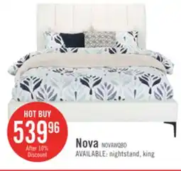The Brick Nova Upholstered Platform Bed in White Vegan-Leather Fabric - Queen Size offer