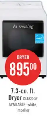 The Brick LG 7.3 Cu. Ft. Electric Dryer with AI Sensing and ThinQ - Alpine White - DLE8200CW offer
