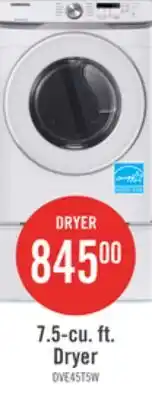 The Brick Samsung 7.5 Cu. Ft. Electric Dryer - White - Stackable - DVE45T6005W/AC offer