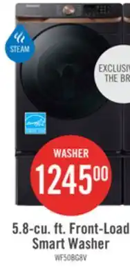 The Brick Samsung 5.8 Cu. Ft. Front-Load Steam Washer - Black Stainless Steel - Stackable - WF50BG8300AVUS offer