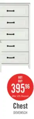 The Brick Dove Bedroom Chest of Drawers, 5-Drawer, 30.5W x 49H, Made in Canada - White offer