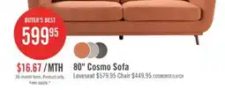 The Brick Cosmo 80 Fabric Sofa with Tufted Back Cushions - Orange offer