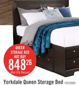 The Brick Yorkdale 12-Drawer Platform Bed with Headboard & Storage Frame, Made in Canada, Brown - Queen Size offer