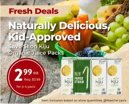 Marche Leo's Kiju Organic Juice Packs offer