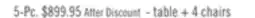 The Brick Echo 5pc Dining Table Set with Table & 4 Chairs, Storage Drawers, Trestle Base, 70W - White/Grey offer