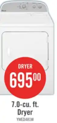 The Brick Whirlpool 7 Cu. Ft. Electric Dryer - White - YWED4815EW offer