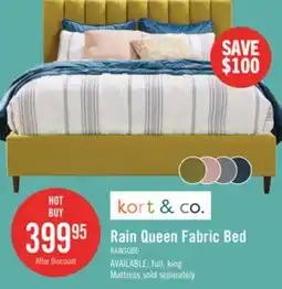 The Brick Kort & Co. Rain Upholstered Platform Bed in Green Fabric, Tufted - Queen Size offer