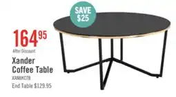 The Brick Xander 36 Modern Round Glass Top Coffee Table - Black and Gold with Metal Legs offer