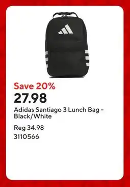 Staples Adidas Santiago 3 Lunch Bag - Black/White offer